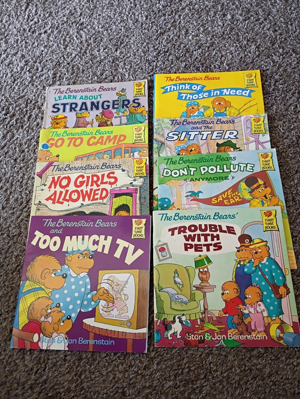 1980s-1990s Set Of 8, Berenstain Bears First Time Books, Soft Cover, Children's
